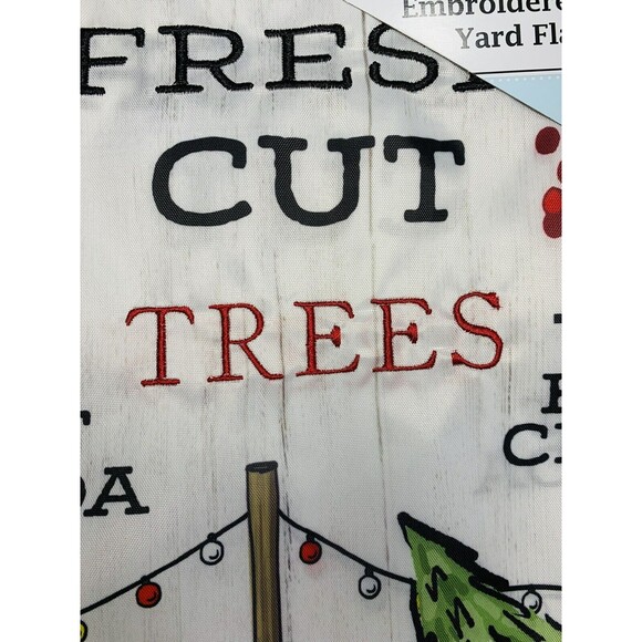 Red Truck Christmas Fresh Cut Trees Applique Embroidered Garden Flag 11.5"X18" - Picture 5 of 10